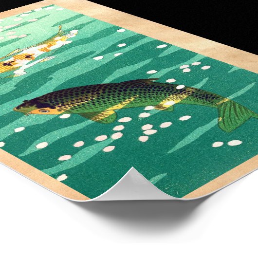 笠松コイ魚の池の日本美術 ポスター (角)