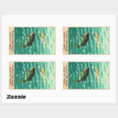 笠松コイ魚の池の日本美術 長方形シール (シート)