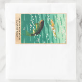 笠松コイ魚の池の日本美術 長方形シール (バッグ)