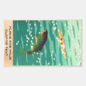 笠松コイ魚の池の日本美術 長方形シール (正面)
