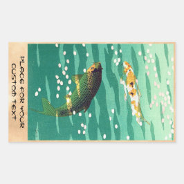 笠松コイ魚の池の日本美術 長方形シール