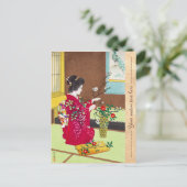 笠松四郎生け花ジャパンフラワーレディーシーン ポストカード (スタンド正面)