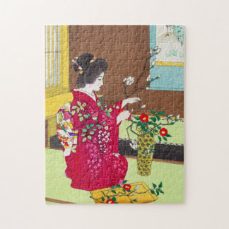 笠松四郎花いけばな女性舞妓アート ジグソーパズル