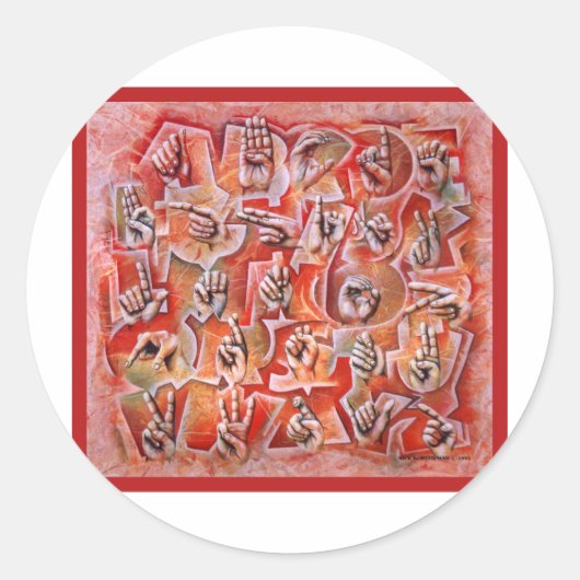 符号言語アルファベット2 ラウンドシール (正面)