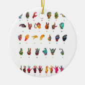 符号言語アルファベット セラミックオーナメント (正面)