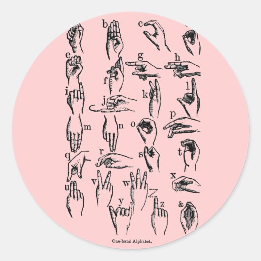 符号言語アルファベット ラウンドシール (正面)