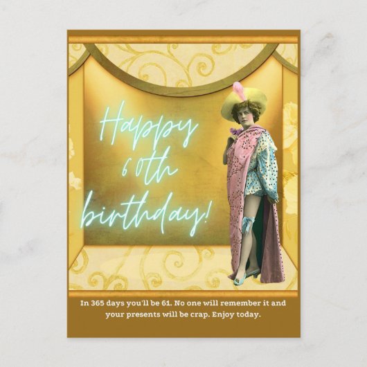 第おもしろい六十誕生日の改変 ポストカード (正面)