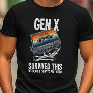 第おもしろい生き延び世代X連絡カセット Tシャツ