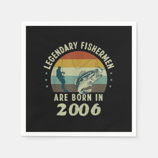 第おもしろい15誕生日魚釣り贈呈15年 スタンダードカクテルナプキン (正面)