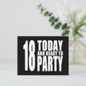 第おもしろい18誕生日: 18今日とパーティー準備 インビテーションポストカード (スタンド正面)
