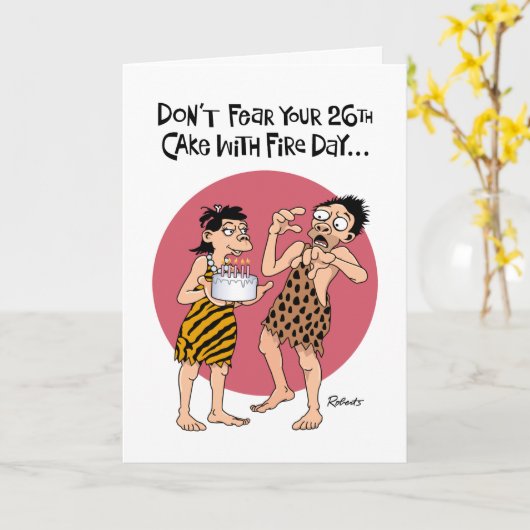 第おもしろい26誕生日 カード (黄色い花)