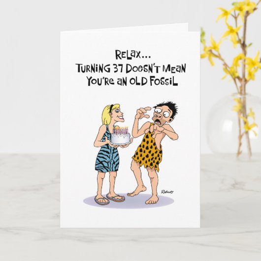 第おもしろい37誕生日 カード (黄色い花)