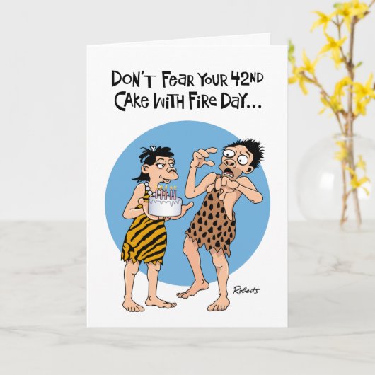 第おもしろい42誕生日 カード (黄色い花)