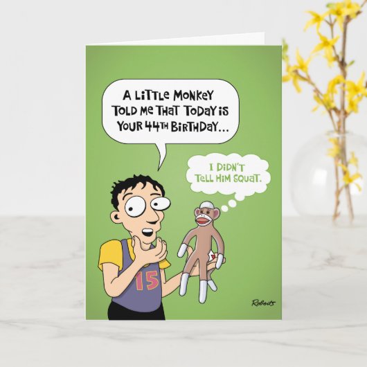 第おもしろい44誕生日 カード (黄色い花)