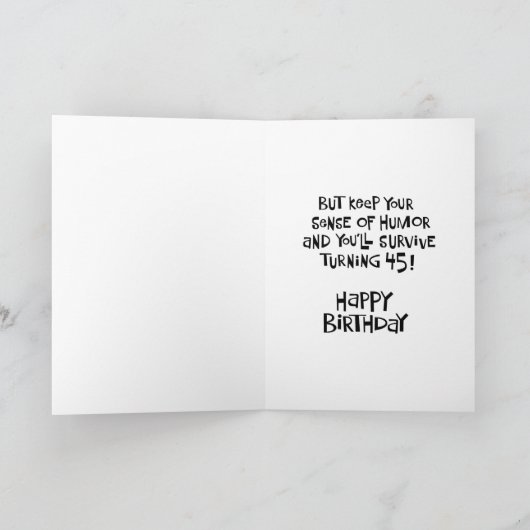 第おもしろい45誕生日 カード (内部)