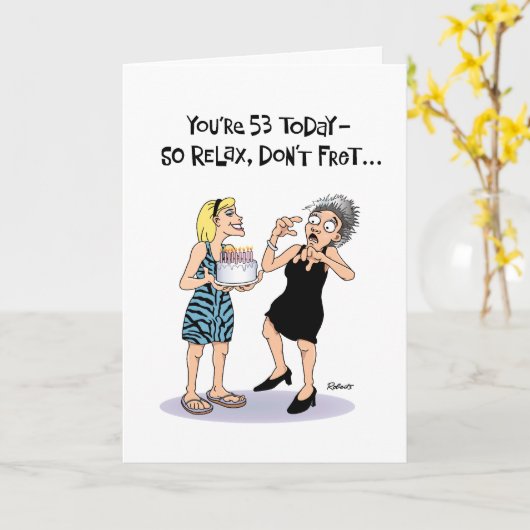 第おもしろい53誕生日 カード (黄色い花)