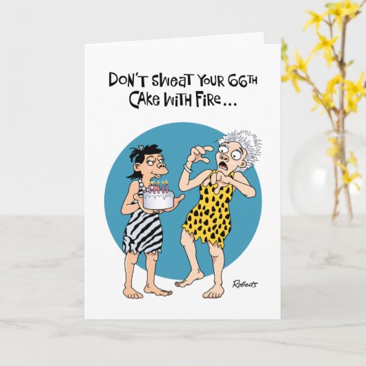 第おもしろい6誕生日 カード (黄色い花)