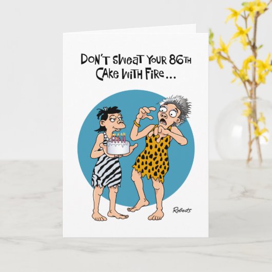 第おもしろい86誕生日 カード (黄色い花)