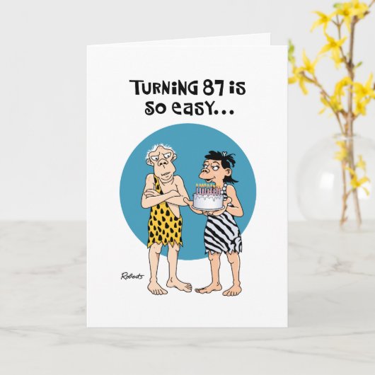 第おもしろい87誕生日 カード (黄色い花)