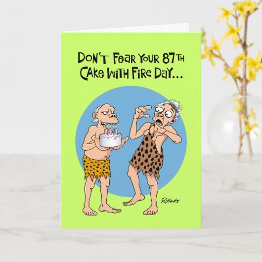 第おもしろい87誕生日 カード (黄色い花)