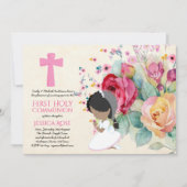 第かわいらし聖聖餐式招待状の花 招待状 (正面)