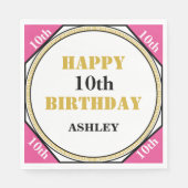 第かわいらし10誕生日ピンク金ゴールド スタンダードランチョンナプキン (正面)