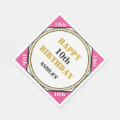 第かわいらし10誕生日ピンク金ゴールド スタンダードランチョンナプキン (角)