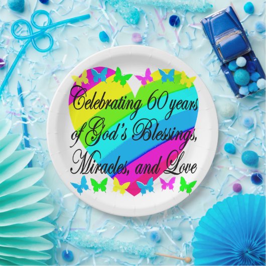 第かわいらし60誕生日の祈りの贈り物 ペーパープレート (パーティー)