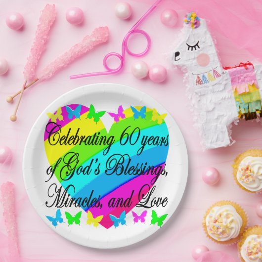 第かわいらし60誕生日の祈りの贈り物 ペーパープレート (パーティー)