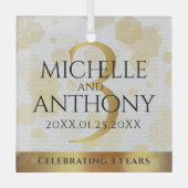 第エレガント革結婚周年記念 ガラスオーナメント (正面)