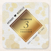 第エレガント革結婚周年記念 スクエアペーパーコースター (正面)