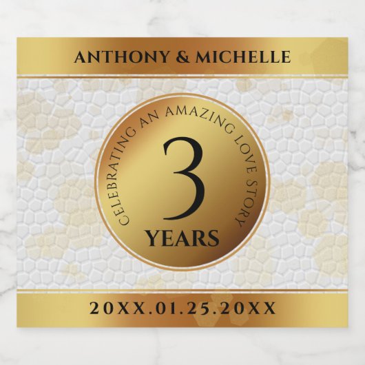 第エレガント革結婚周年記念 スパークリングワインラベル (シングルラベル)