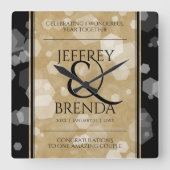 第エレガント1紙結婚記念日 スクエア壁時計 (正面)