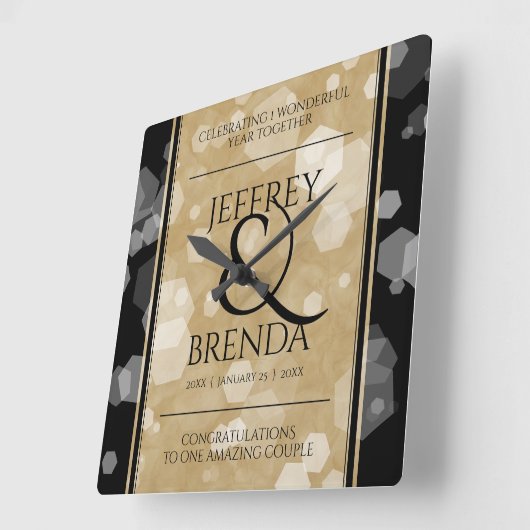 第エレガント1紙結婚記念日 スクエア壁時計 (傾斜)