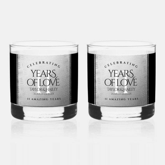 第エレガント11回鉄結婚鋼記念日お祝い ウイスキーグラス (正面)