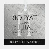 第エレガント11回鉄結婚鋼記念日お祝い ガラスオーナメント (裏面)