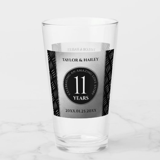 第エレガント11回鉄結婚鋼記念日お祝い タンブラーグラス (裏面)