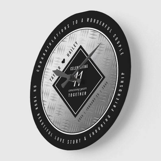 第エレガント11回鉄結婚鋼記念日お祝い ラージ壁時計 (傾斜)