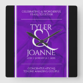 第エレガント12回絹結婚祭お祝い スクエア壁時計 (正面)