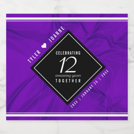 第エレガント12回絹結婚祭お祝い スパークリングワインラベル (シングルラベル)