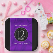 第エレガント12回絹結婚祭お祝い ペーパープレート (パーティー)