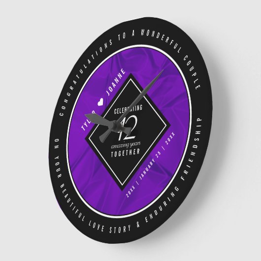 第エレガント12回絹結婚祭お祝い ラージ壁時計 (傾斜)