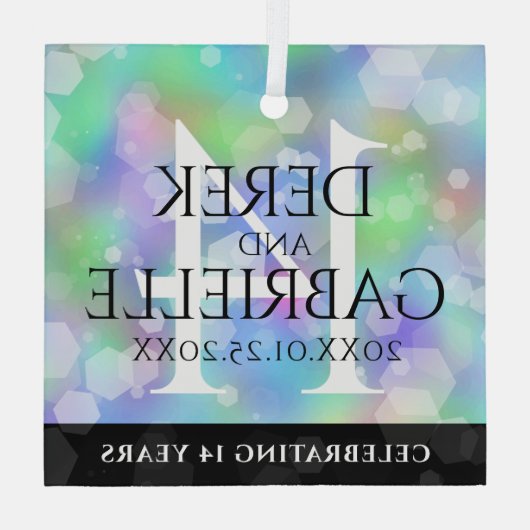 第エレガント14回オ結婚パール記念日お祝い ガラスオーナメント (裏面)