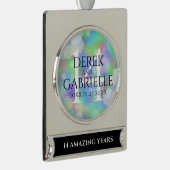 第エレガント14回オ結婚パール記念日お祝い シルバープレートバナーオーナメント (右)