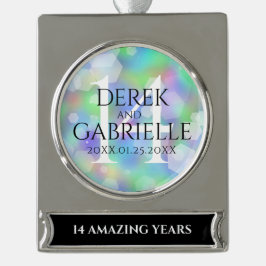 第エレガント14回オ結婚パール記念日お祝い シルバープレートバナーオーナメント