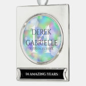 第エレガント14回オ結婚パール記念日お祝い シルバープレートバナーオーナメント (左)