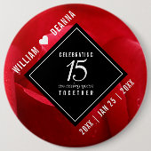 第エレガント15回バラ結婚記念お祝い 缶バッジ (正面)