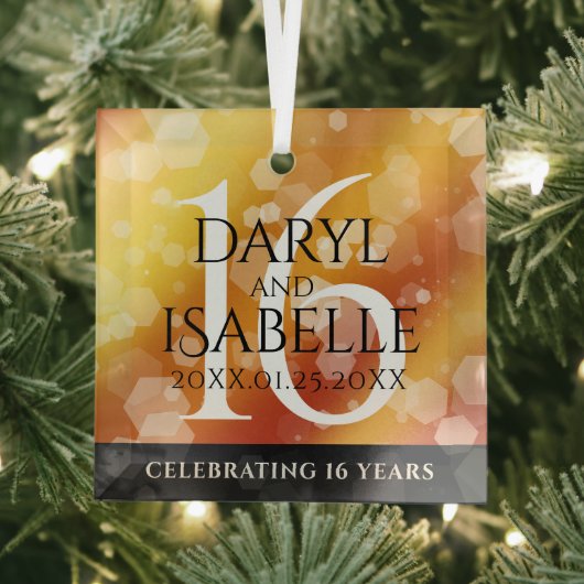 第エレガント16回ゴールデン・トパ結婚ズ記念日 ガラスオーナメント (インサイチュ)