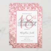 第エレガント18誕生日バラ金ゴールドグリッター灯 招待状 (正面/裏面)