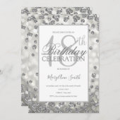 第エレガント18誕生日銀グリッター灯 招待状 (正面/裏面)